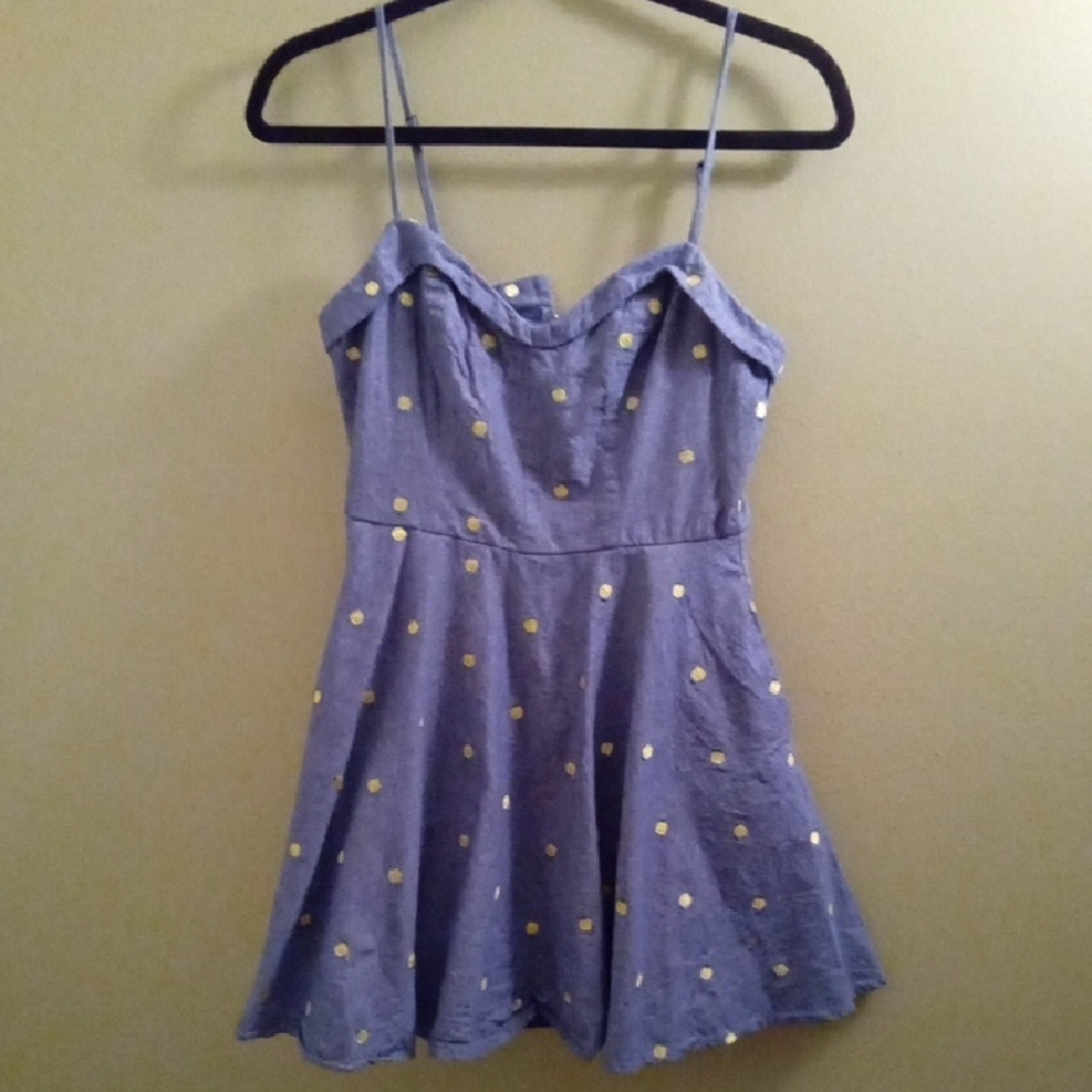 Kids S Francesca's Co.Blue Jean Lemon Embroidered Spaghetti Strap Sundress